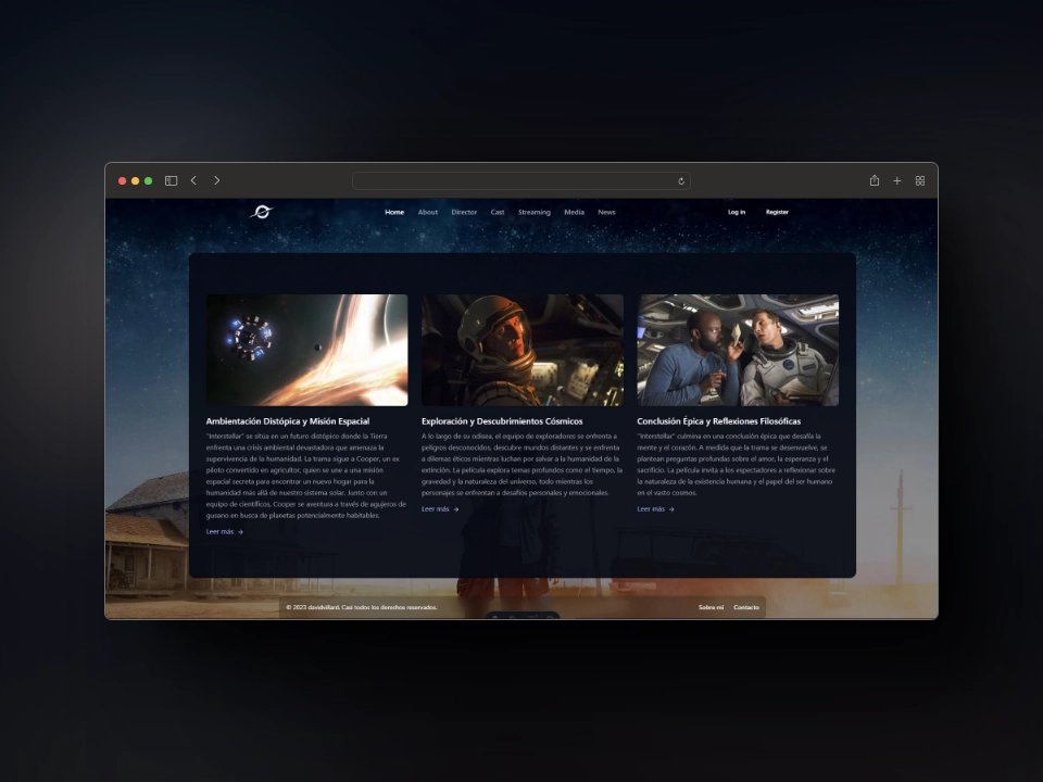 Captura de Interstellar Fan Page - Proyecto Web